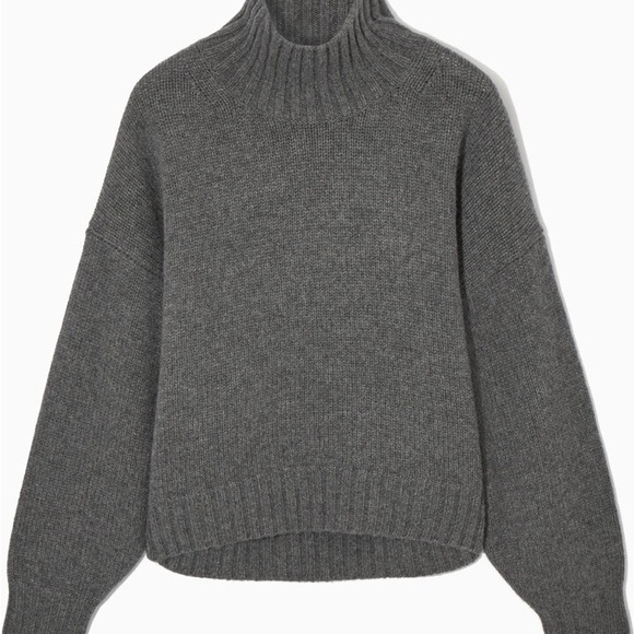COS Chunky Pure Cashmere Turtleneck Sweater gray size L nwt - Picture 7 of 10